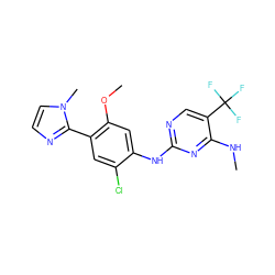 CNc1nc(Nc2cc(OC)c(-c3nccn3C)cc2Cl)ncc1C(F)(F)F ZINC000169704334