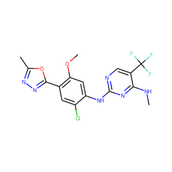 CNc1nc(Nc2cc(OC)c(-c3nnc(C)o3)cc2Cl)ncc1C(F)(F)F ZINC000169704320