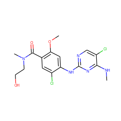 CNc1nc(Nc2cc(OC)c(C(=O)N(C)CCO)cc2Cl)ncc1Cl ZINC000169705101