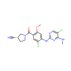 CNc1nc(Nc2cc(OC)c(C(=O)N3CC[C@H](C#N)C3)cc2Cl)ncc1Cl ZINC000149638836