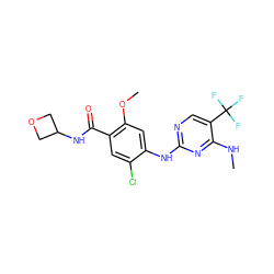 CNc1nc(Nc2cc(OC)c(C(=O)NC3COC3)cc2Cl)ncc1C(F)(F)F ZINC000169705105