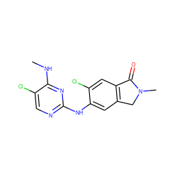 CNc1nc(Nc2cc3c(cc2Cl)C(=O)N(C)C3)ncc1Cl ZINC000169704565