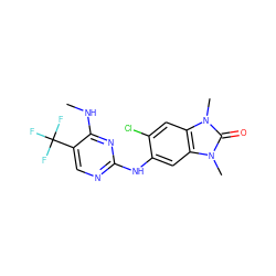 CNc1nc(Nc2cc3c(cc2Cl)n(C)c(=O)n3C)ncc1C(F)(F)F ZINC000169704561