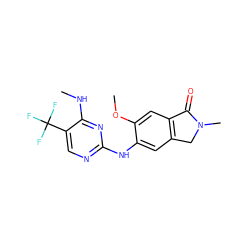 CNc1nc(Nc2cc3c(cc2OC)C(=O)N(C)C3)ncc1C(F)(F)F ZINC000169704577