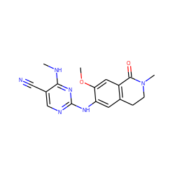 CNc1nc(Nc2cc3c(cc2OC)C(=O)N(C)CC3)ncc1C#N ZINC000169704572