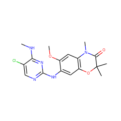 CNc1nc(Nc2cc3c(cc2OC)N(C)C(=O)C(C)(C)O3)ncc1Cl ZINC000169704559