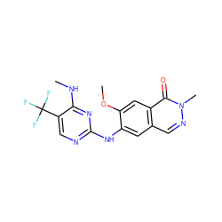 CNc1nc(Nc2cc3cnn(C)c(=O)c3cc2OC)ncc1C(F)(F)F ZINC000169704573