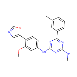 CNc1nc(Nc2ccc(-c3cnco3)c(OC)c2)nc(-c2cccc(C)c2)n1 ZINC000013445186