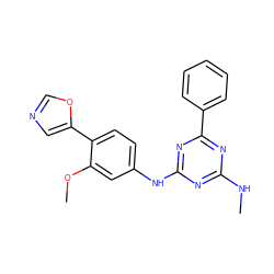 CNc1nc(Nc2ccc(-c3cnco3)c(OC)c2)nc(-c2ccccc2)n1 ZINC000013445139