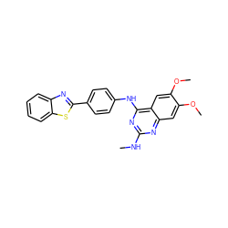 CNc1nc(Nc2ccc(-c3nc4ccccc4s3)cc2)c2cc(OC)c(OC)cc2n1 ZINC000040914751