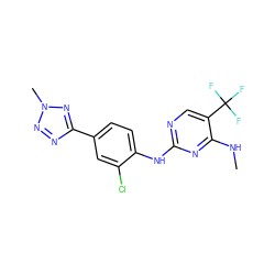 CNc1nc(Nc2ccc(-c3nnn(C)n3)cc2Cl)ncc1C(F)(F)F ZINC000169704312