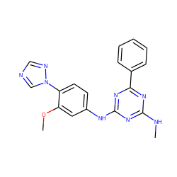 CNc1nc(Nc2ccc(-n3cncn3)c(OC)c2)nc(-c2ccccc2)n1 ZINC000653689405