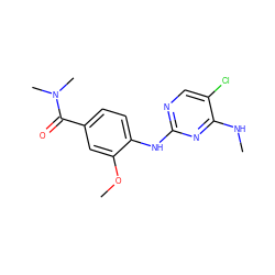 CNc1nc(Nc2ccc(C(=O)N(C)C)cc2OC)ncc1Cl ZINC000169705009