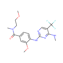 CNc1nc(Nc2ccc(C(=O)N(C)CCOC)cc2OC)ncc1C(F)(F)F ZINC000148962086