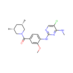 CNc1nc(Nc2ccc(C(=O)N3C[C@@H](C)C[C@@H](C)C3)cc2OC)ncc1Cl ZINC000169705015