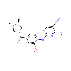 CNc1nc(Nc2ccc(C(=O)N3C[C@H](F)[C@@H](F)C3)cc2OC)ncc1C#N ZINC000169705146