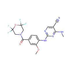 CNc1nc(Nc2ccc(C(=O)N3CC(F)(F)OC(F)(F)C3)cc2OC)ncc1C#N ZINC000169705116