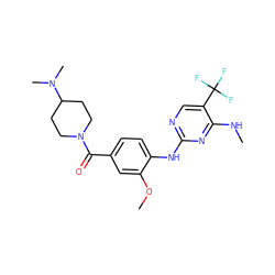 CNc1nc(Nc2ccc(C(=O)N3CCC(N(C)C)CC3)cc2OC)ncc1C(F)(F)F ZINC000072318665