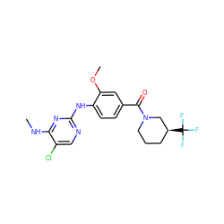 CNc1nc(Nc2ccc(C(=O)N3CCC[C@H](C(F)(F)F)C3)cc2OC)ncc1Cl ZINC000147709767