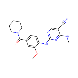 CNc1nc(Nc2ccc(C(=O)N3CCCCC3)cc2OC)ncc1C#N ZINC000169705122