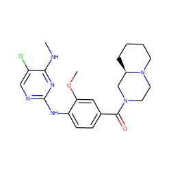 CNc1nc(Nc2ccc(C(=O)N3CCN4CCCC[C@@H]4C3)cc2OC)ncc1Cl ZINC000169705012