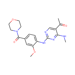 CNc1nc(Nc2ccc(C(=O)N3CCOCC3)cc2OC)ncc1C(C)=O ZINC000149579376