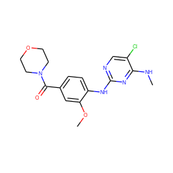 CNc1nc(Nc2ccc(C(=O)N3CCOCC3)cc2OC)ncc1Cl ZINC000095556606