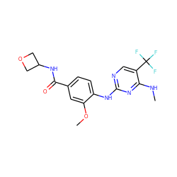 CNc1nc(Nc2ccc(C(=O)NC3COC3)cc2OC)ncc1C(F)(F)F ZINC000169705168