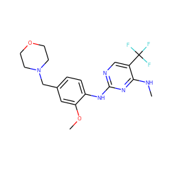 CNc1nc(Nc2ccc(CN3CCOCC3)cc2OC)ncc1C(F)(F)F ZINC000205925921