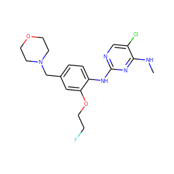 CNc1nc(Nc2ccc(CN3CCOCC3)cc2OCCF)ncc1Cl ZINC000205927079