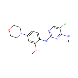 CNc1nc(Nc2ccc(N3CCOCC3)cc2OC)ncc1Cl ZINC000202887913