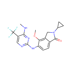 CNc1nc(Nc2ccc3c(c2OC)CN(C2CC2)C3=O)ncc1C(F)(F)F ZINC000169704567