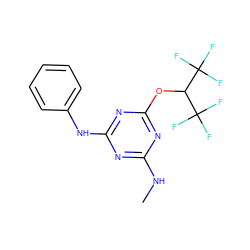 CNc1nc(Nc2ccccc2)nc(OC(C(F)(F)F)C(F)(F)F)n1 ZINC000004600445