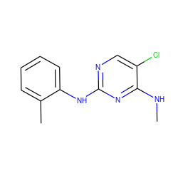 CNc1nc(Nc2ccccc2C)ncc1Cl ZINC000095557337