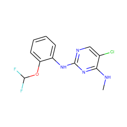 CNc1nc(Nc2ccccc2OC(F)F)ncc1Cl ZINC000095552978
