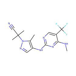 CNc1nc(Nc2cnn(C(C)(C)C#N)c2C)ncc1C(F)(F)F ZINC000103260602