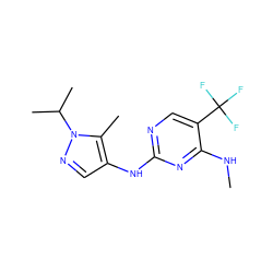 CNc1nc(Nc2cnn(C(C)C)c2C)ncc1C(F)(F)F ZINC000095585753