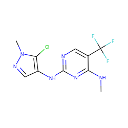 CNc1nc(Nc2cnn(C)c2Cl)ncc1C(F)(F)F ZINC000095581765