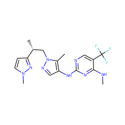 CNc1nc(Nc2cnn(C[C@@H](C)c3ccn(C)n3)c2C)ncc1C(F)(F)F ZINC000205708241