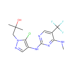 CNc1nc(Nc2cnn(CC(C)(C)O)c2Cl)ncc1C(F)(F)F ZINC000095581865