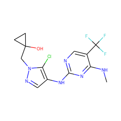 CNc1nc(Nc2cnn(CC3(O)CC3)c2Cl)ncc1C(F)(F)F ZINC000205696103