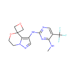 CNc1nc(Nc2cnn3c2C2(COC2)OCC3)ncc1C(F)(F)F ZINC000205906882