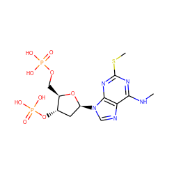 CNc1nc(SC)nc2c1ncn2[C@H]1C[C@H](OP(=O)(O)O)[C@@H](COP(=O)(O)O)O1 ZINC000013797145