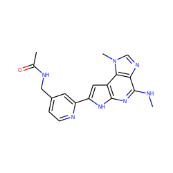 CNc1nc2[nH]c(-c3cc(CNC(C)=O)ccn3)cc2c2c1ncn2C ZINC000073196254