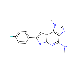 CNc1nc2[nH]c(-c3ccc(F)cc3)cc2c2c1ncn2C ZINC000043011607