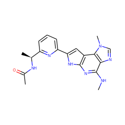 CNc1nc2[nH]c(-c3cccc([C@H](C)NC(C)=O)n3)cc2c2c1ncn2C ZINC000073158097