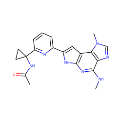 CNc1nc2[nH]c(-c3cccc(C4(NC(C)=O)CC4)n3)cc2c2c1ncn2C ZINC000073165164