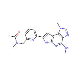 CNc1nc2[nH]c(-c3cccc(CN(C)C(C)=O)n3)cc2c2c1ncn2C ZINC000073165899