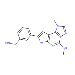 CNc1nc2[nH]c(-c3cccc(CN)c3)cc2c2c1ncn2C ZINC000043021673