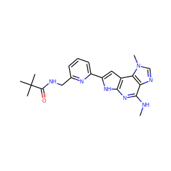 CNc1nc2[nH]c(-c3cccc(CNC(=O)C(C)(C)C)n3)cc2c2c1ncn2C ZINC000073165167